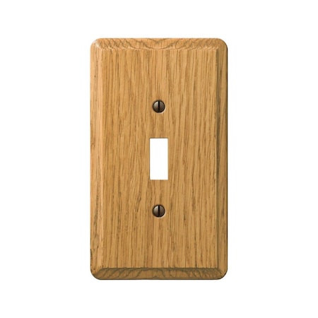 Wormhole 1-Gang Solid Oak Toggle Switch Wall Plate, Light Oak WO3304297